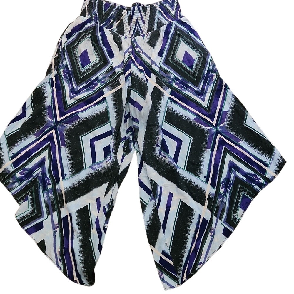Free People Miranda Whimsy Boho Gaucho Pants Smocked Waist Floral Print Size XS